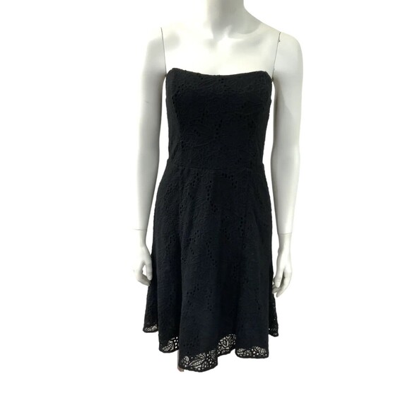 Lilly Pulitzer Vicki Eyelet Strapless Dress Black 10 - Picture 2 of 12